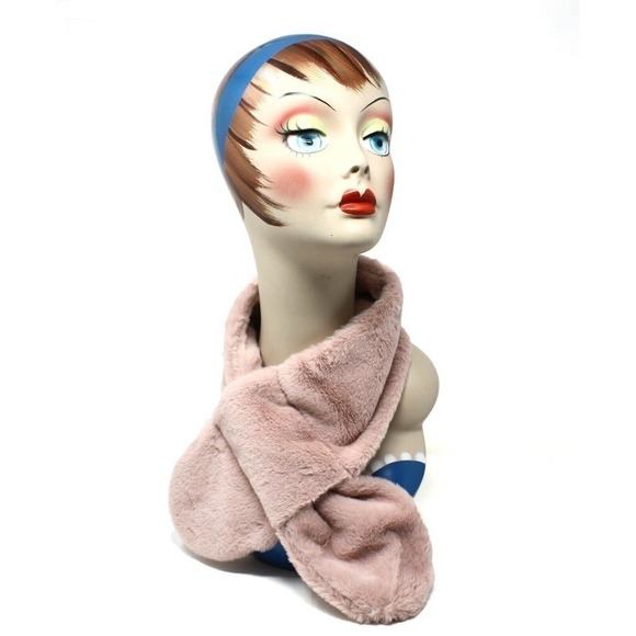 Plush Light Pink Cowl Neck Collar Style Scarf - Cozy Soft Velvet Feel - Hey Viv - Picture 1 of 5